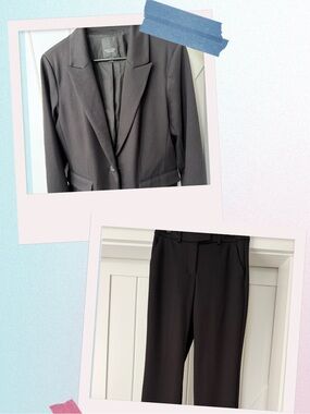 Vera Wang Black Suit Blazer and Pants Set